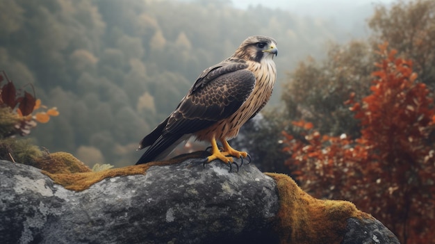 Falkenadler auf Felsen HD 8K-Hintergrundbild. Stockfotografisches Bild