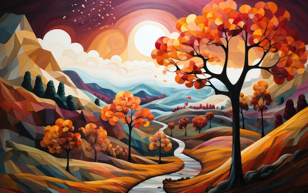 Fallende Blätter Symphonie Herbst Schönheit Generative KI