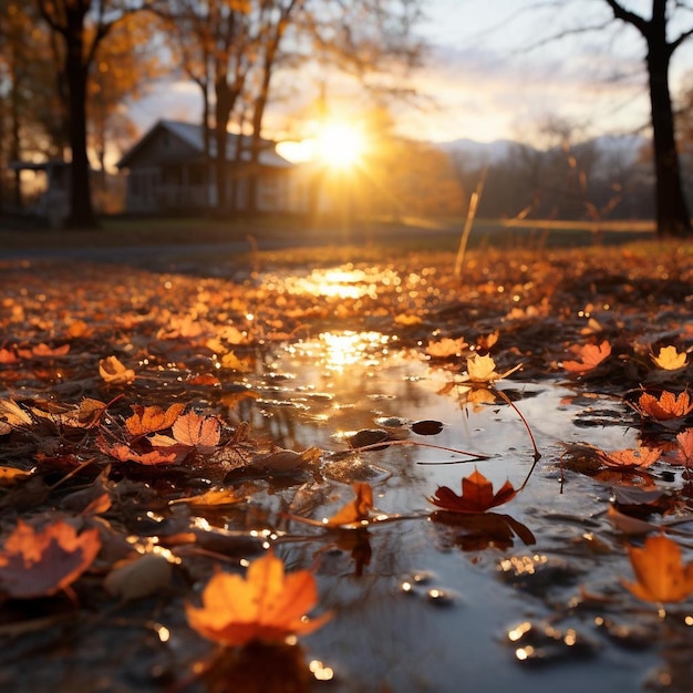 Fallende Blätter Symphonie Herbstlandschaft Foto