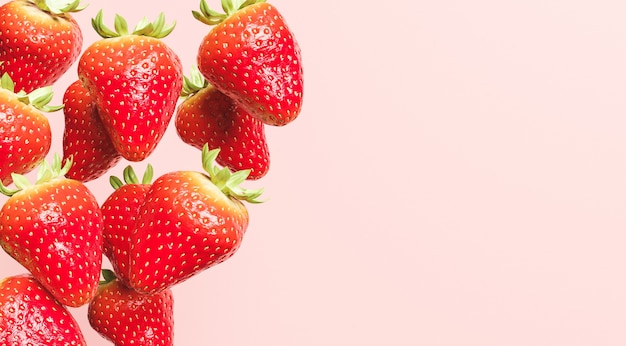 Fallende Erdbeeren mit roter Oberfläche