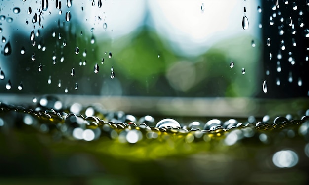 Fallende Regentropfen an regnerischen Tagen, Zeitlupen-Spezialeffekte, kreatives Hintergrund-Tapetendesign