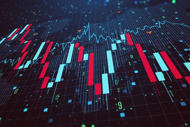 Fallendes rotes Finanzdiagramm Krisen- und Rezessionskonzept 3D-Rendering