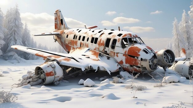 Fallout congelado Um avião caído no abismo nevado