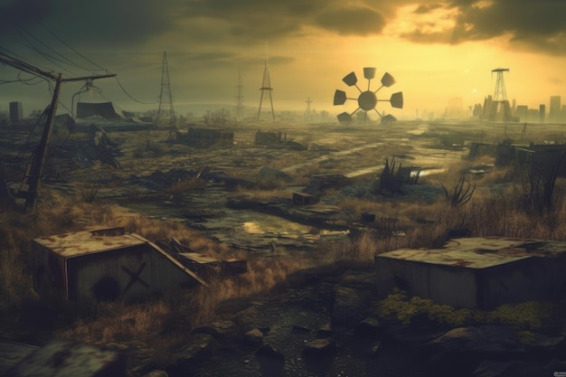Fallout-Welt nach dem dritten Weltkrieg. Wunderschönes Illustrationsbild, generative KI