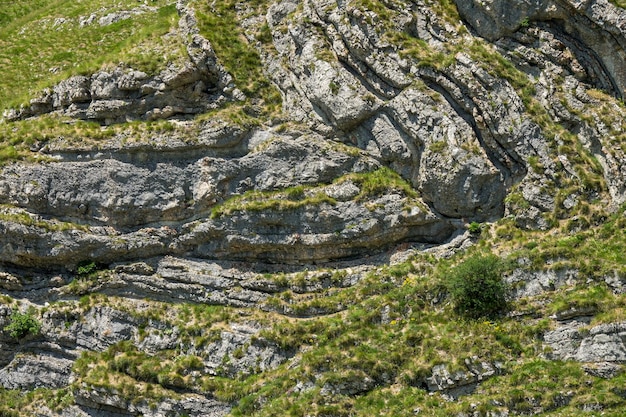 Foto falten des felsens im hintergrund der berge