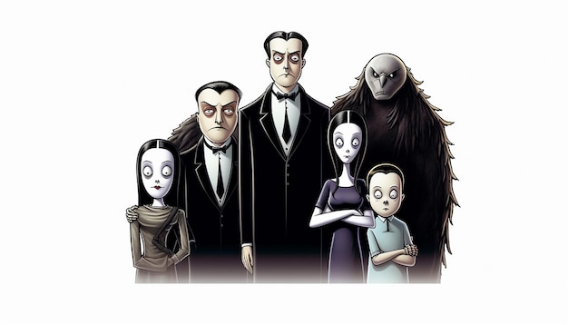 la familia addams pegatina de fondo blanco sencillo cómic