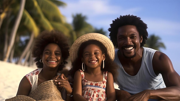 Foto una familia afroamericana disfrutando de unas vacaciones en el caribe colombiano