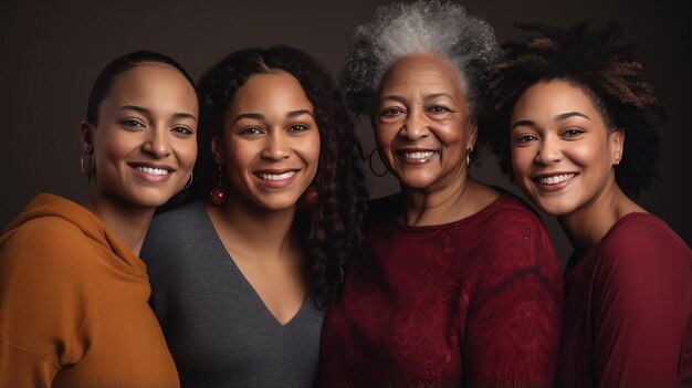 Familia afroamericana hija joven mamá abuela y bisabuela