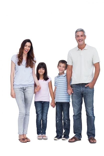 Familia alegre, manos de valor en cartera