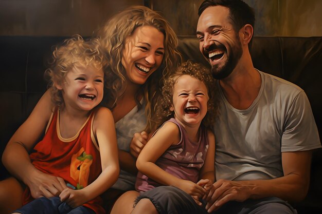 Foto familia de amor con sus hijos felicidad y salud
