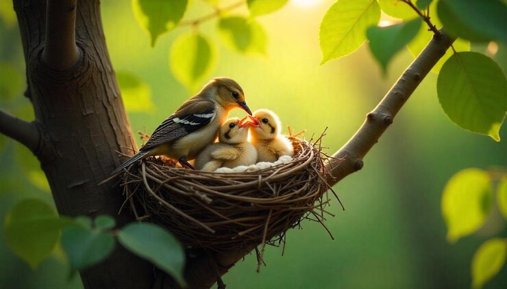 Una familia de aves