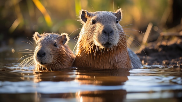 Foto família capivara no brasil