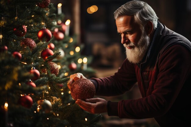 Foto la familia celebra la navidad en casa conept