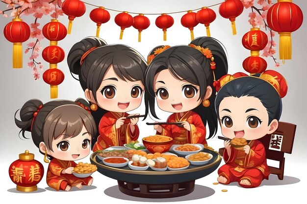 família chinesa em jantar refeição tradicional de família cena de jantar asiático jantar de família celebração Ch