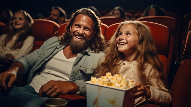 Familia en un cine viendo una película