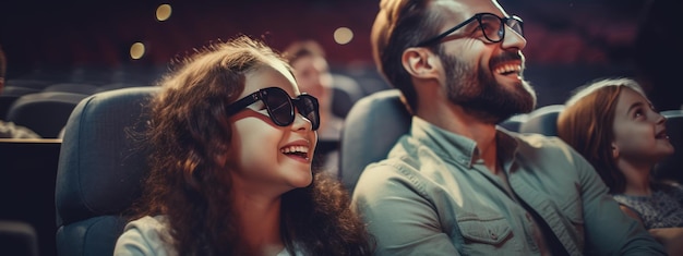 Familia en un cine viendo una película