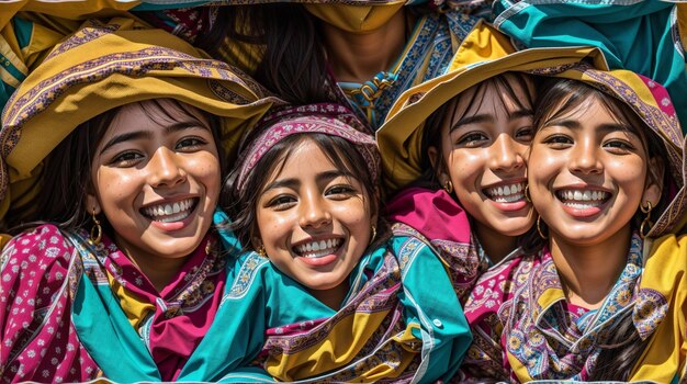 Una familia colombiana sonriendo y riendo juntos capturada en un retrato atemporal