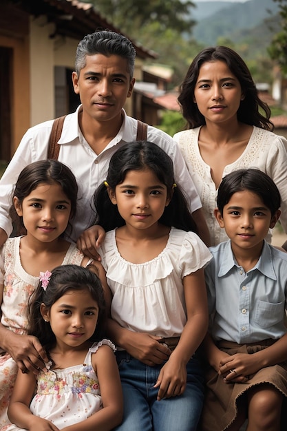 Una familia colombiana vista desde el frente