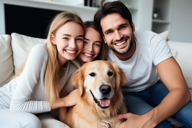 Foto família com um cachorro