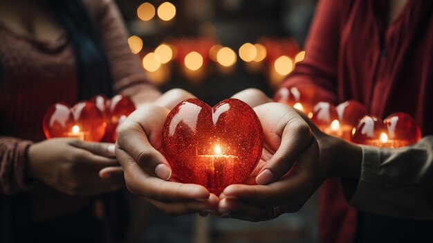 Familia con corazón rojo corazón seguro de salud caridad donación voluntaria IA generativa