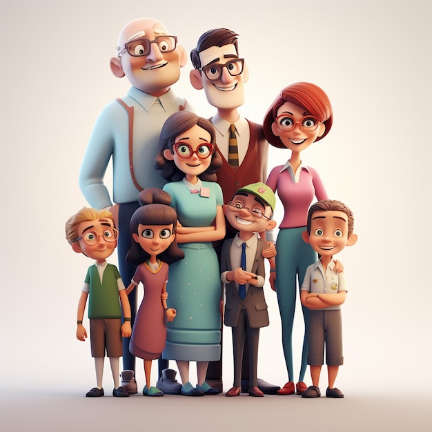 Foto família de desenho animado 3d