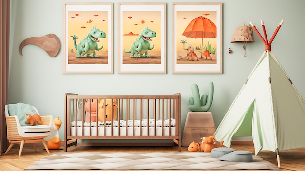 Foto família de dinossauros engraçado e bonito ovo de dinossauro bebê e ilustração vetorial de pegadas