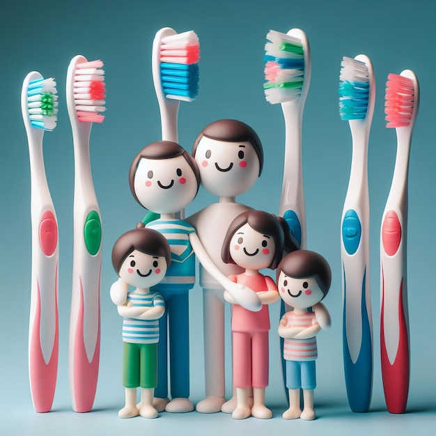 Foto família de escovas de dentes de vários membros