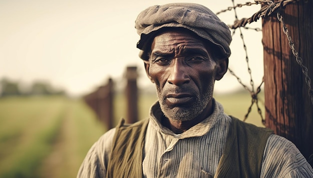 Família de escravos afro-americanos ou grupo de escravos negros representando cinco gerações, todas nascidas em