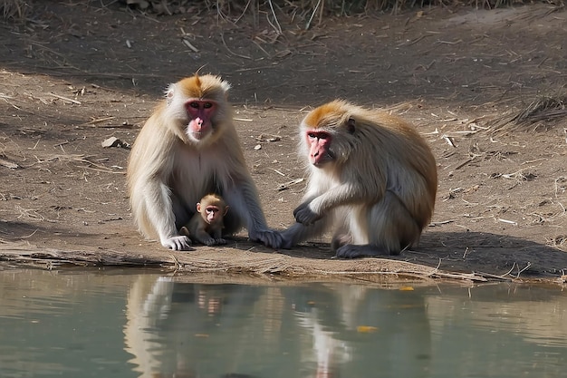 Família de macacos-da-neve japonesa Jigokudani, Parque dos Macacos, Nagano, Japão, 09 de janeiro de 2022