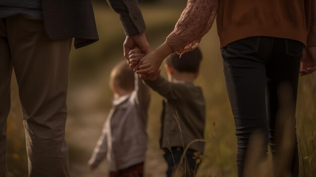 Foto família de mãos dadas