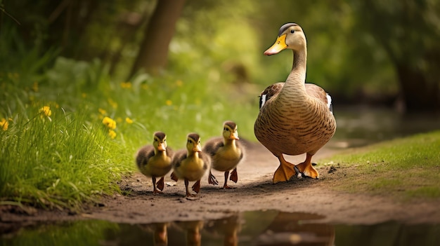 Foto família de patos foto grátis fundo hd