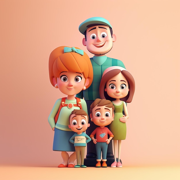 familia de dibujos animados 3d