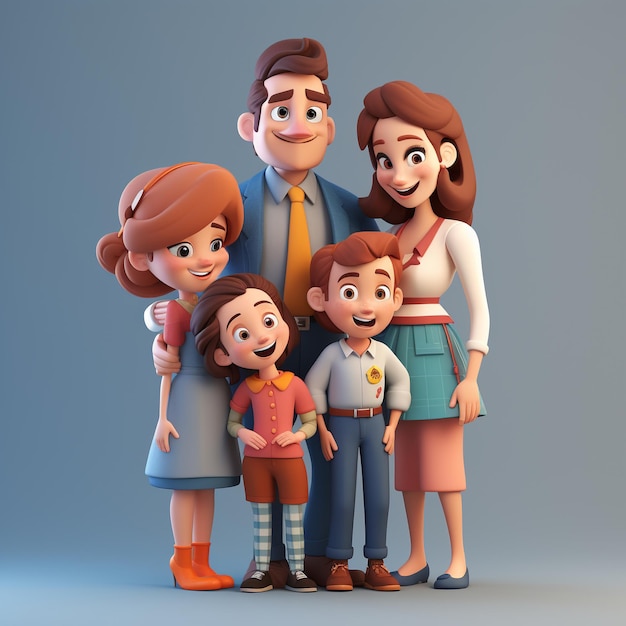 familia de dibujos animados 3d