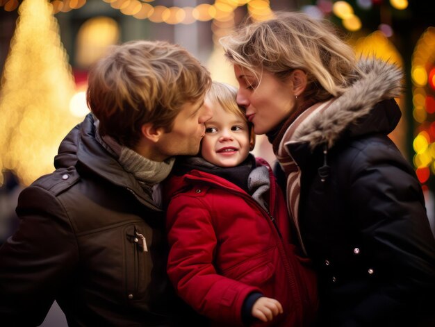 La familia disfruta celebrando juntos la Nochebuena