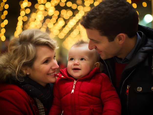 La familia disfruta celebrando la víspera de Navidad juntos