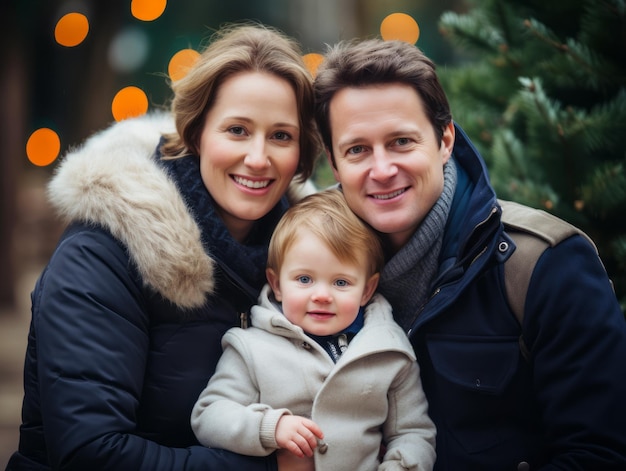 La familia disfruta celebrando la víspera de Navidad juntos