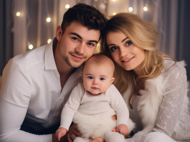 La familia disfruta celebrando la víspera de Navidad juntos