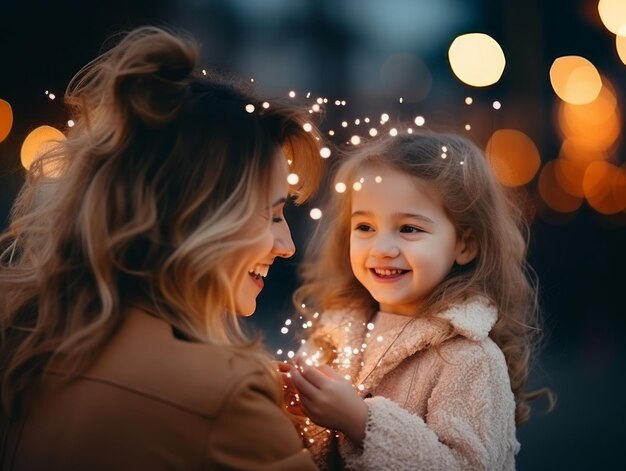 La familia disfruta celebrando la víspera de Navidad juntos