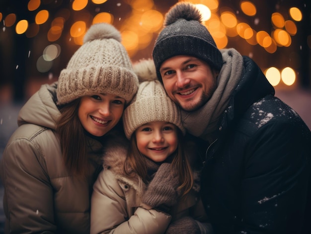 La familia disfruta celebrando la víspera de Navidad juntos