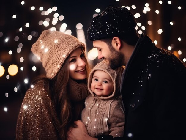 Foto la familia disfruta celebrando la víspera de navidad juntos