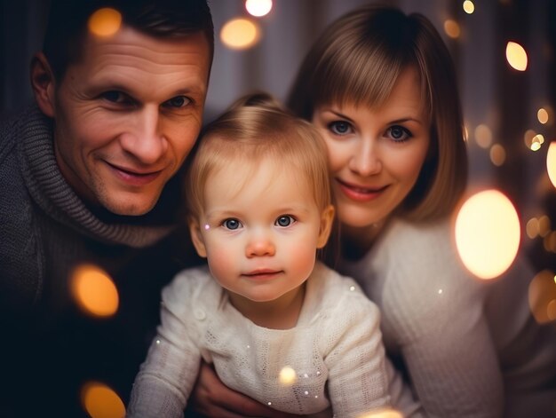 La familia disfruta celebrando la víspera de Navidad juntos