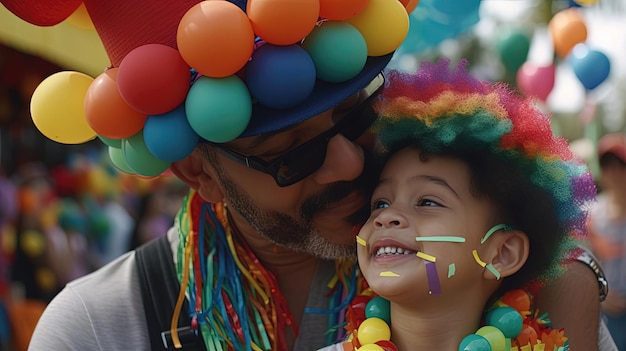 La familia disfruta de un festival cultural vibrante y animado sumergiéndose en los colores, la música y las tradiciones de la celebración Generado por AI