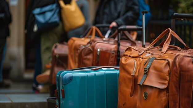 Foto família entusiasmada se preparando para uma viagem embalando sacos de fundo borrado espaço de cópia