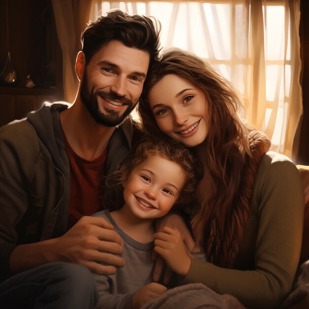 una familia está posando para una foto con un niño