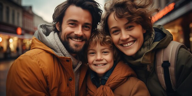 Foto familia europea encantadora y contenta con un hijo generative ai