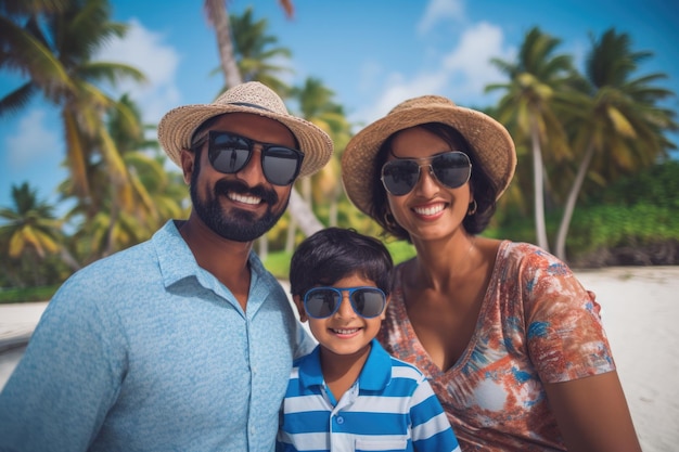 familia con expresión feliz vacaciones de verano y concepto de playa generado por ai