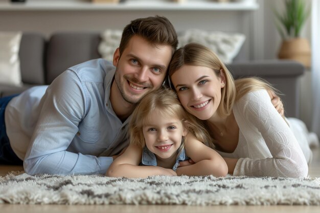 Família feliz desfrutando de tempo juntos em casa com IA gerada