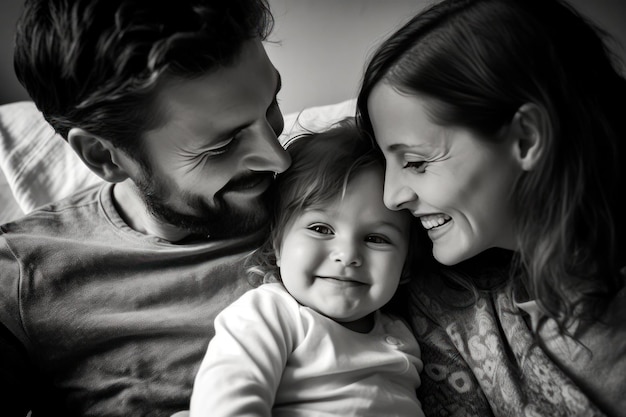 Familia feliz divirtiéndose juntos en casa