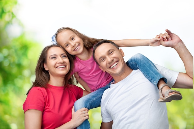 Família feliz e alegre no fundo