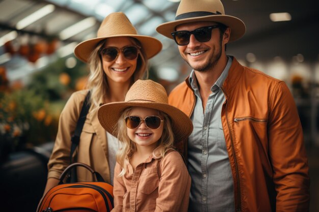 Foto família feliz em uma viagem de verão